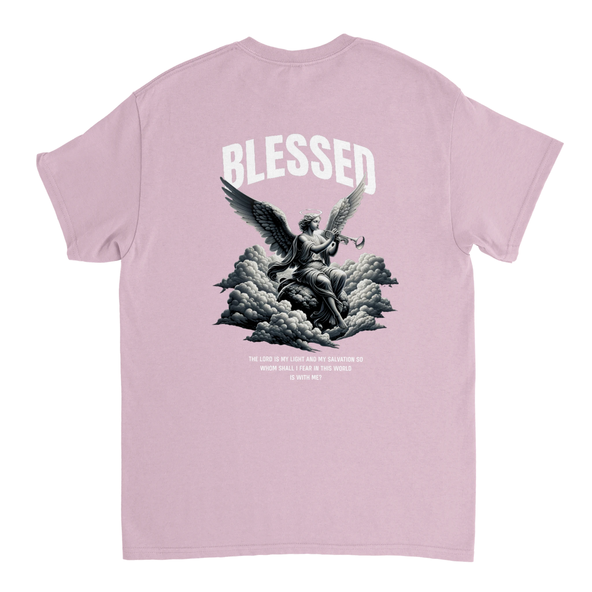 "Blessed" Pink Christian T-Shirt, Bible verse design by Faithful