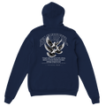 "Flight Through Adversity" Dark Blue Christian Hoodie, Bible verse design by Faithful