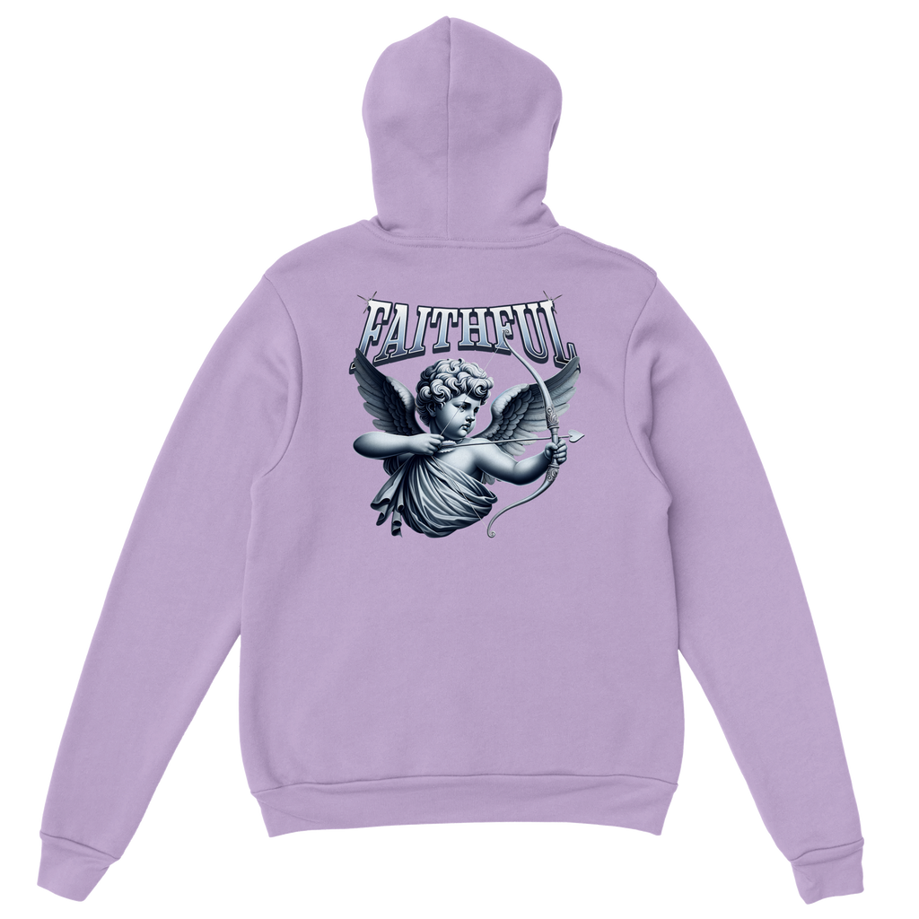 "Target: Love" Orchid Christian Hoodie, Bible verse design by Faithful