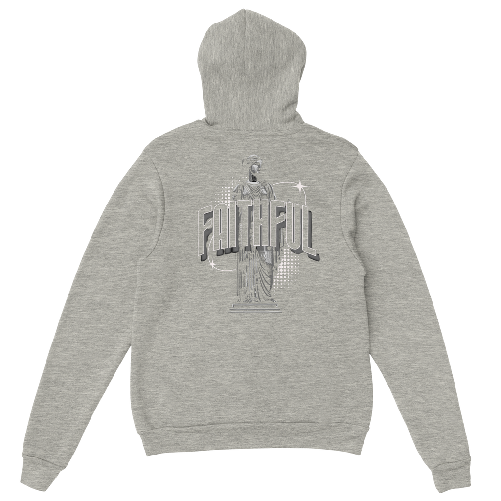 "Monument to Faithfulness" Grey Christian Hoodie, Bible verse design by Faithful
