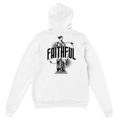 "Monument to Faithfulness" White Christian Hoodie, Bible verse design by Faithful