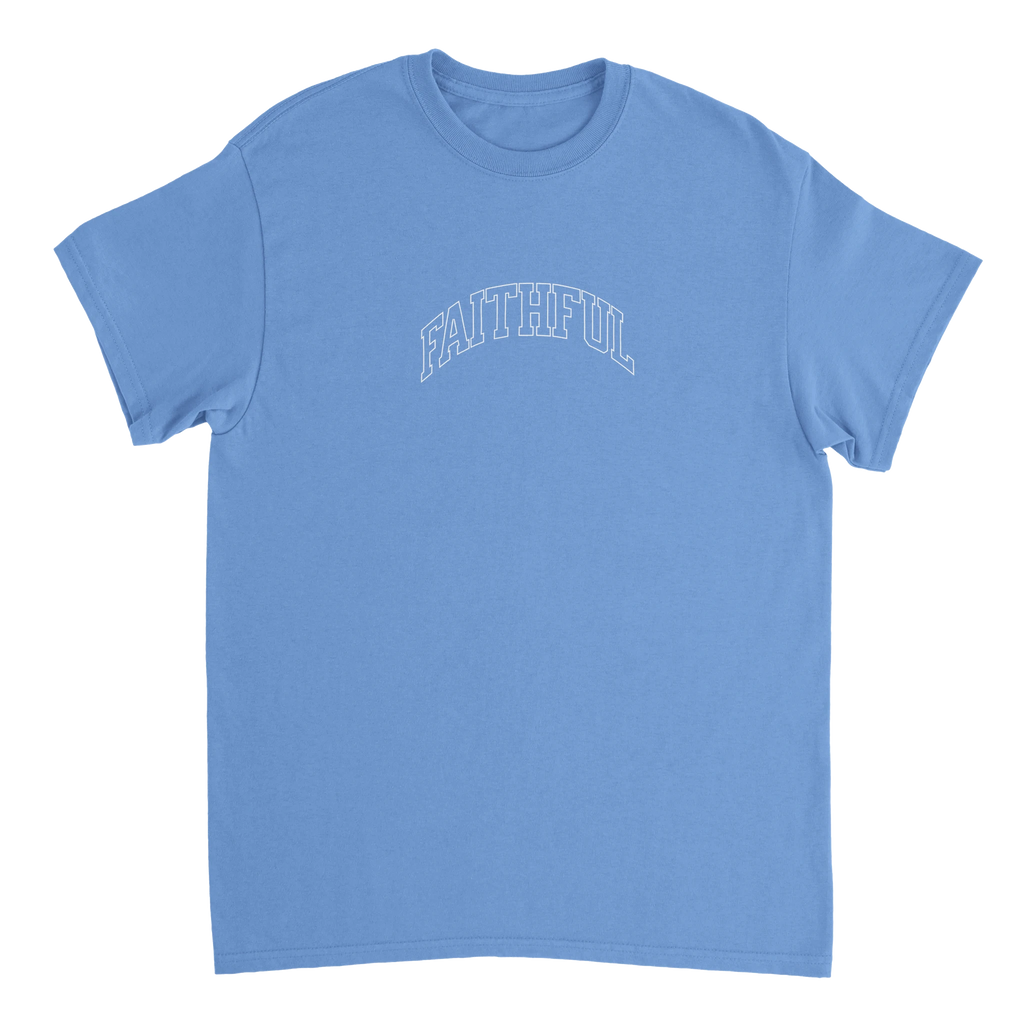 "Flight Through Adversity" Blue Christian T-Shirt, Bible verse design by Faithful – alternate view