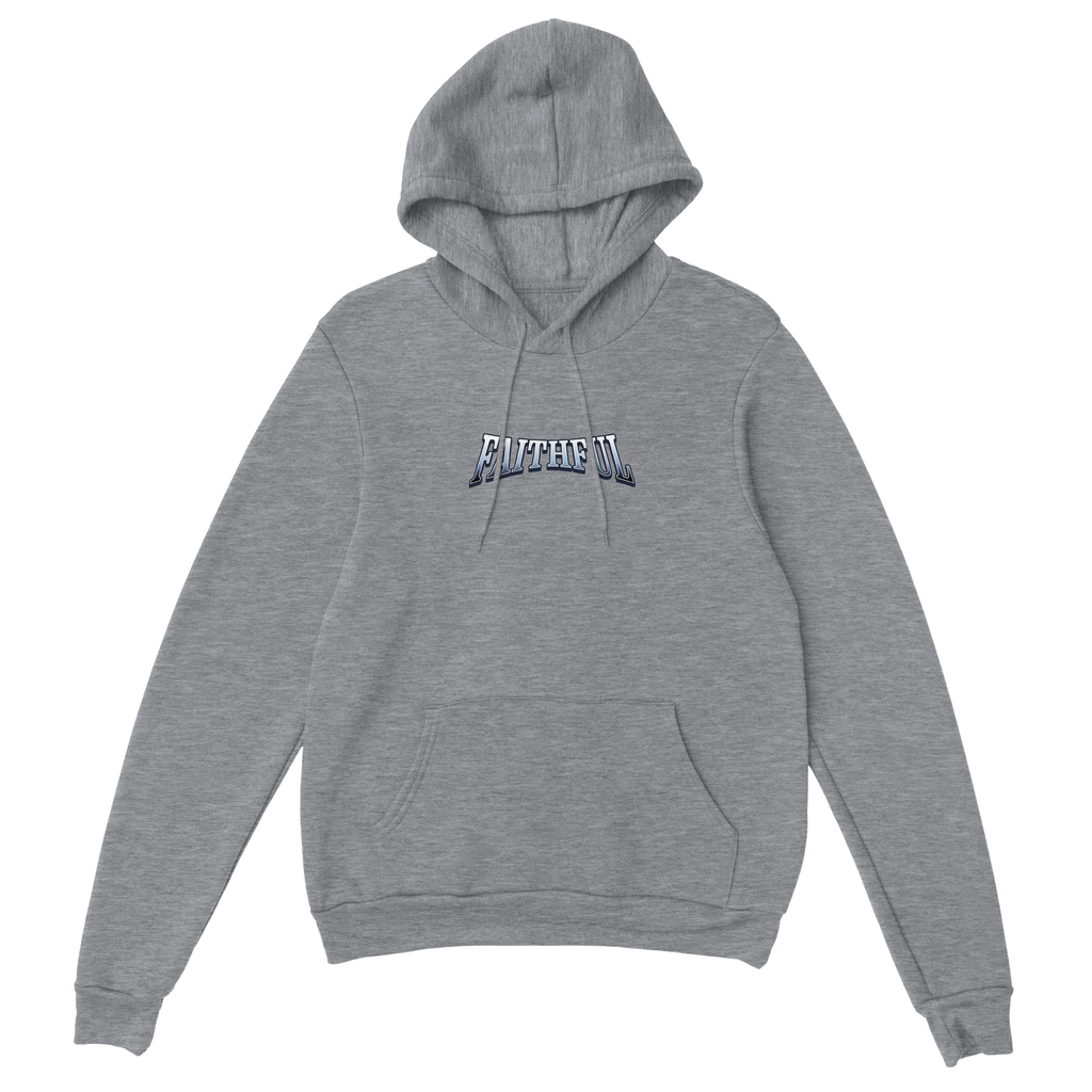 "Target: Love" Grey Christian Hoodie, Bible verse design by Faithful – alternate view