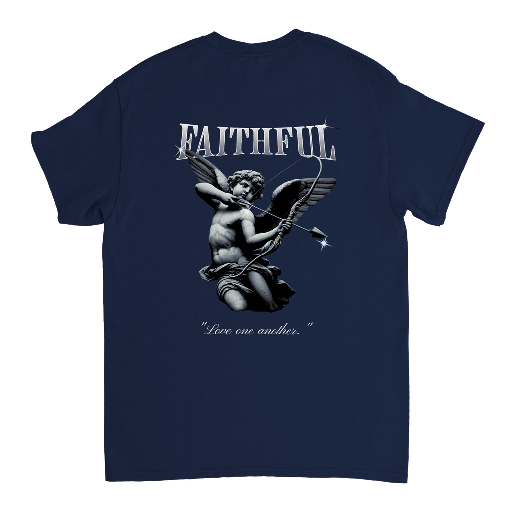 "Angel Archer" Dark Blue Christian T-Shirt, Bible verse design by Faithful