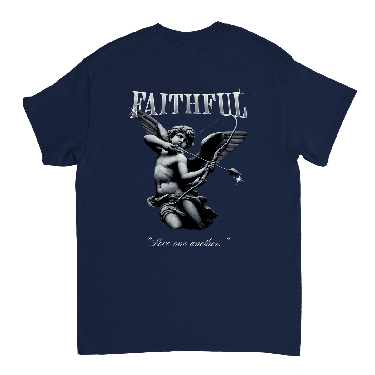 "Angel Archer" Dark Blue Christian T-Shirt, Bible verse design by Faithful