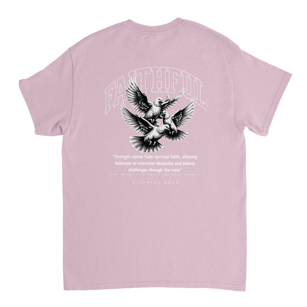 "Flight Through Adversity" Pink Christian T-Shirt, Bible verse design by Faithful