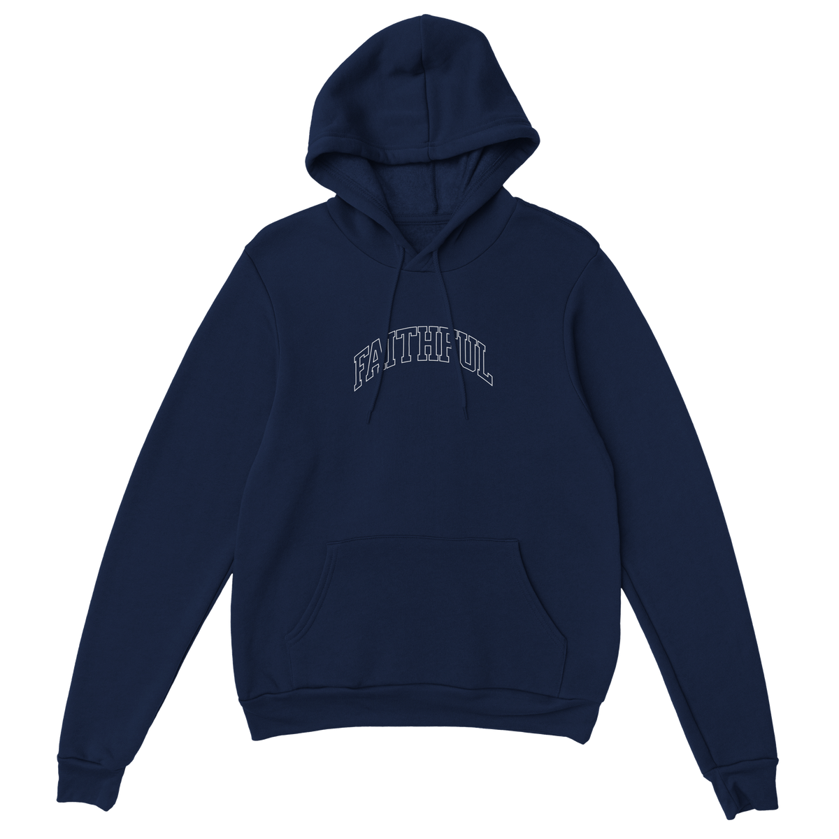 "Flight Through Adversity" Dark Blue Christian Hoodie, Bible verse design by Faithful – alternate view