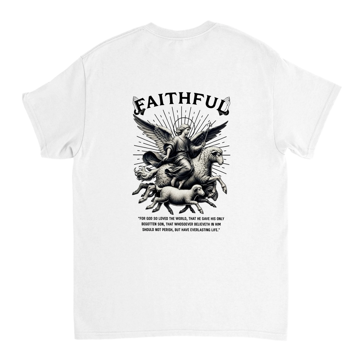 "Sacred Guidance" White Christian T-Shirt, Bible verse design by Faithful