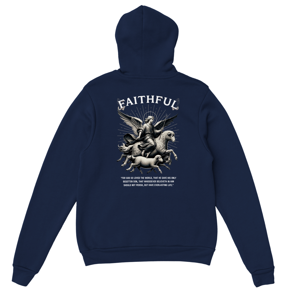 "Sacred Guidance" Dark Blue Christian Hoodie, Bible verse design by Faithful