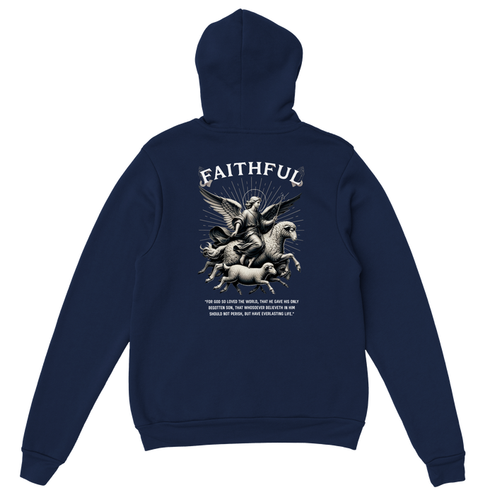 "Sacred Guidance" Dark Blue Christian Hoodie, Bible verse design by Faithful