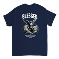 "Blessed" Dark Blue Christian T-Shirt, Bible verse design by Faithful