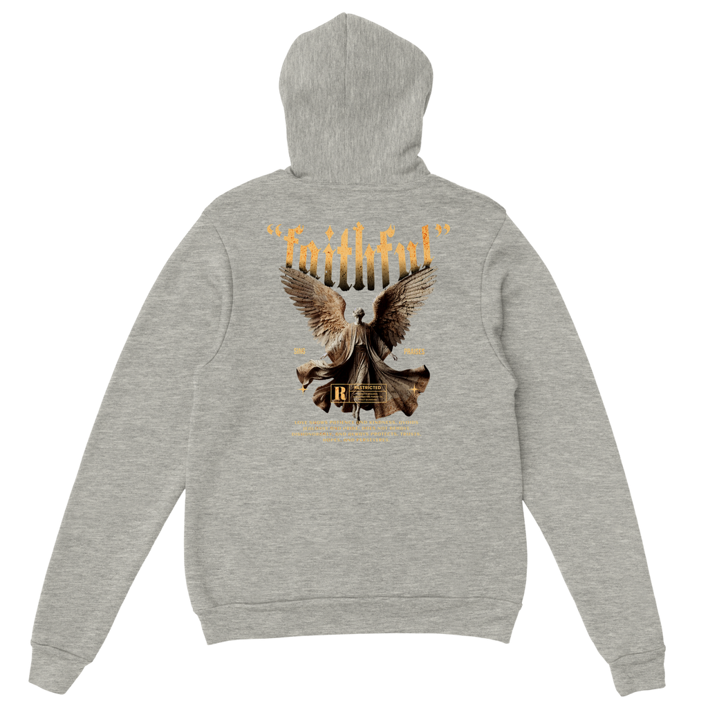 "Guardian of Faith" Grey Christian Hoodie, Bible verse design by Faithful