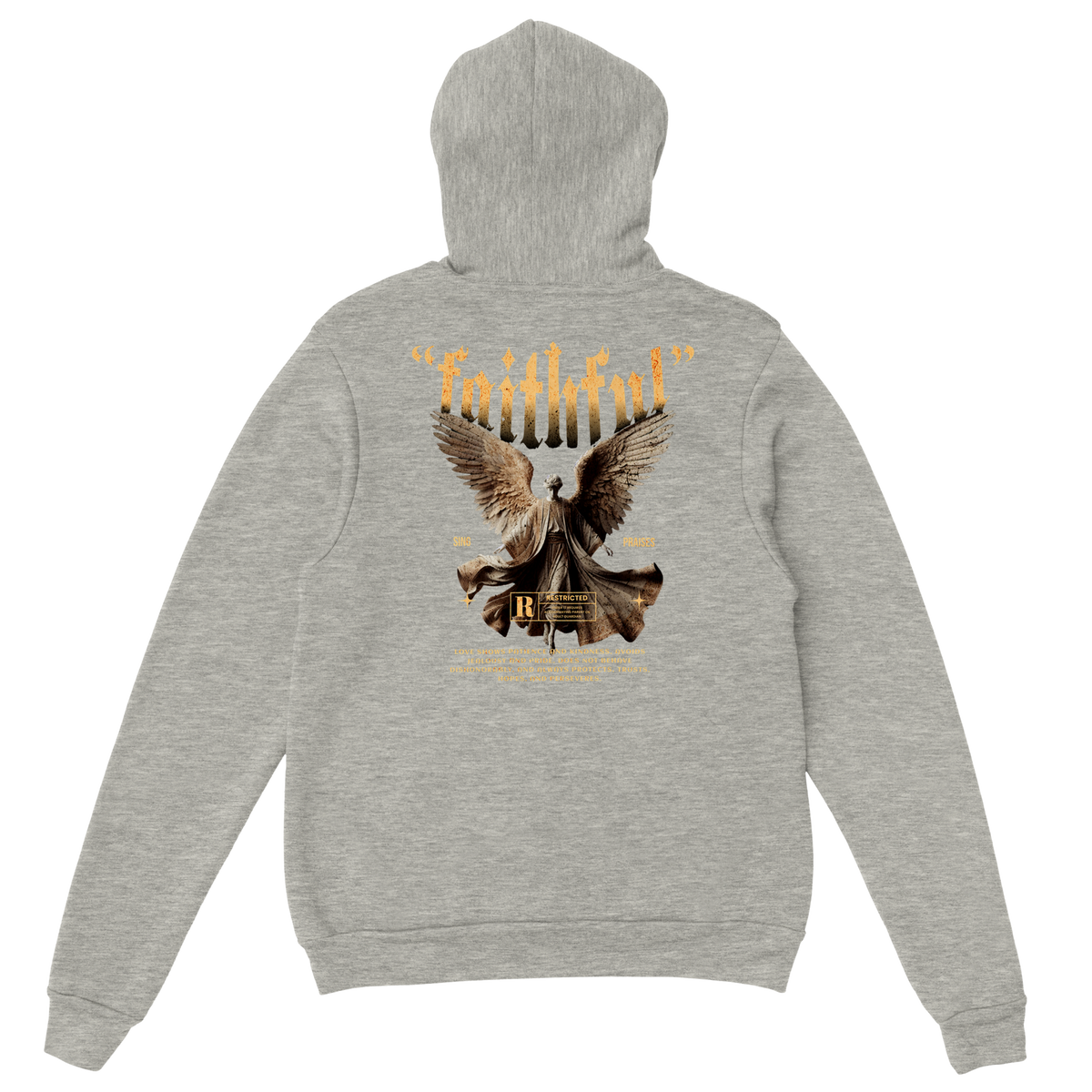 "Guardian of Faith" Grey Christian Hoodie, Bible verse design by Faithful