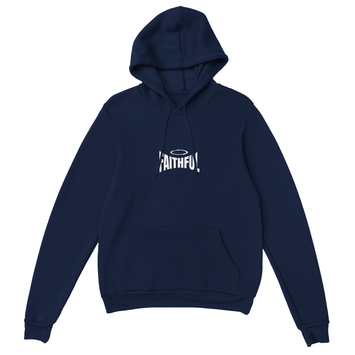 "Monument to Faithfulness" Dark Blue Christian Hoodie, Bible verse design by Faithful – alternate view