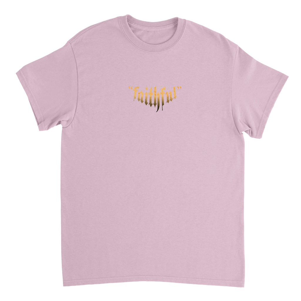 "Guardian of Faith" Pink Christian T-Shirt, Bible verse design by Faithful – alternate view