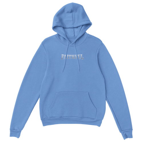 "Angel Archer" Blue Christian Hoodie, Bible verse design by Faithful – alternate view