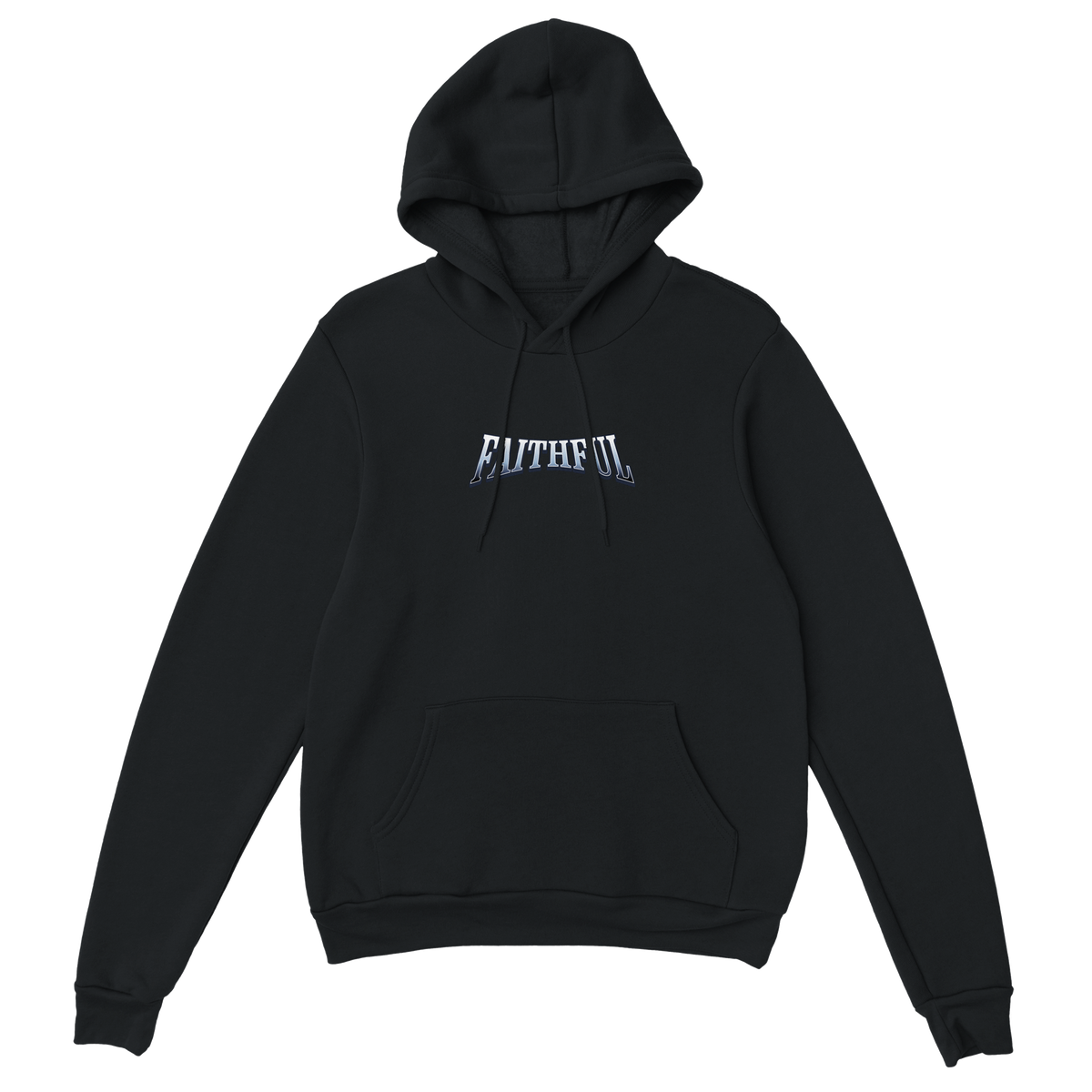 "Target: Love" Black Christian Hoodie, Bible verse design by Faithful – alternate view