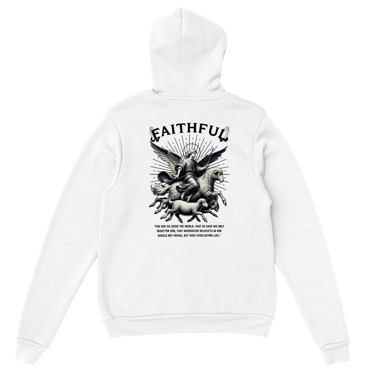 "Sacred Guidance" White Christian Hoodie, Bible verse design by Faithful