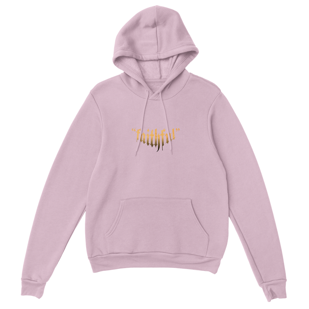 "Guardian of Faith" Pink Christian Hoodie, Bible verse design by Faithful – alternate view