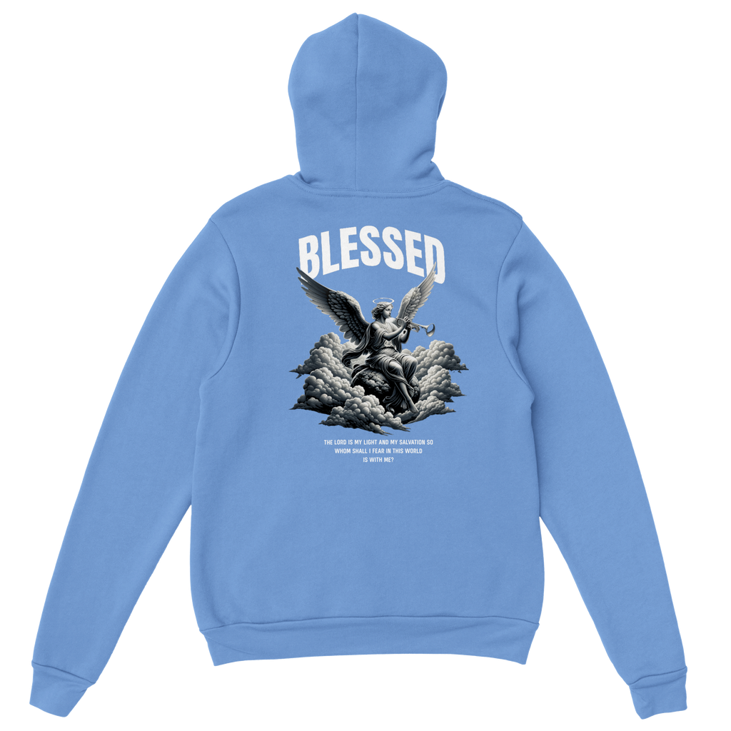 "Blessed" Blue Christian Hoodie, Bible verse design by Faithful