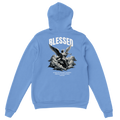 "Blessed" Blue Christian Hoodie, Bible verse design by Faithful