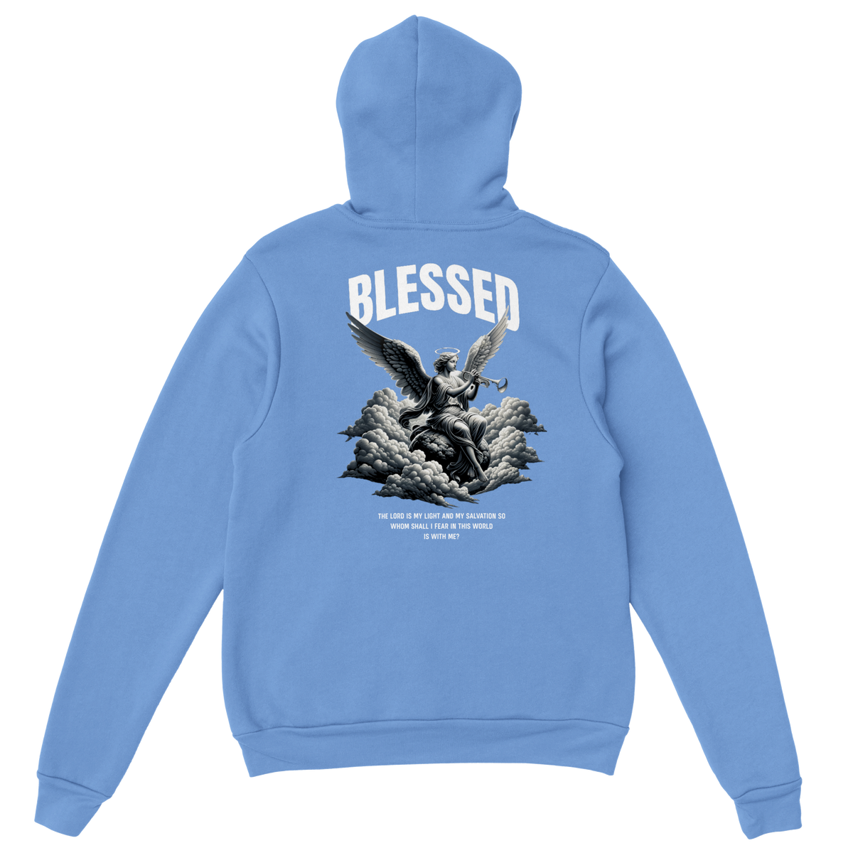 "Blessed" Blue Christian Hoodie, Bible verse design by Faithful