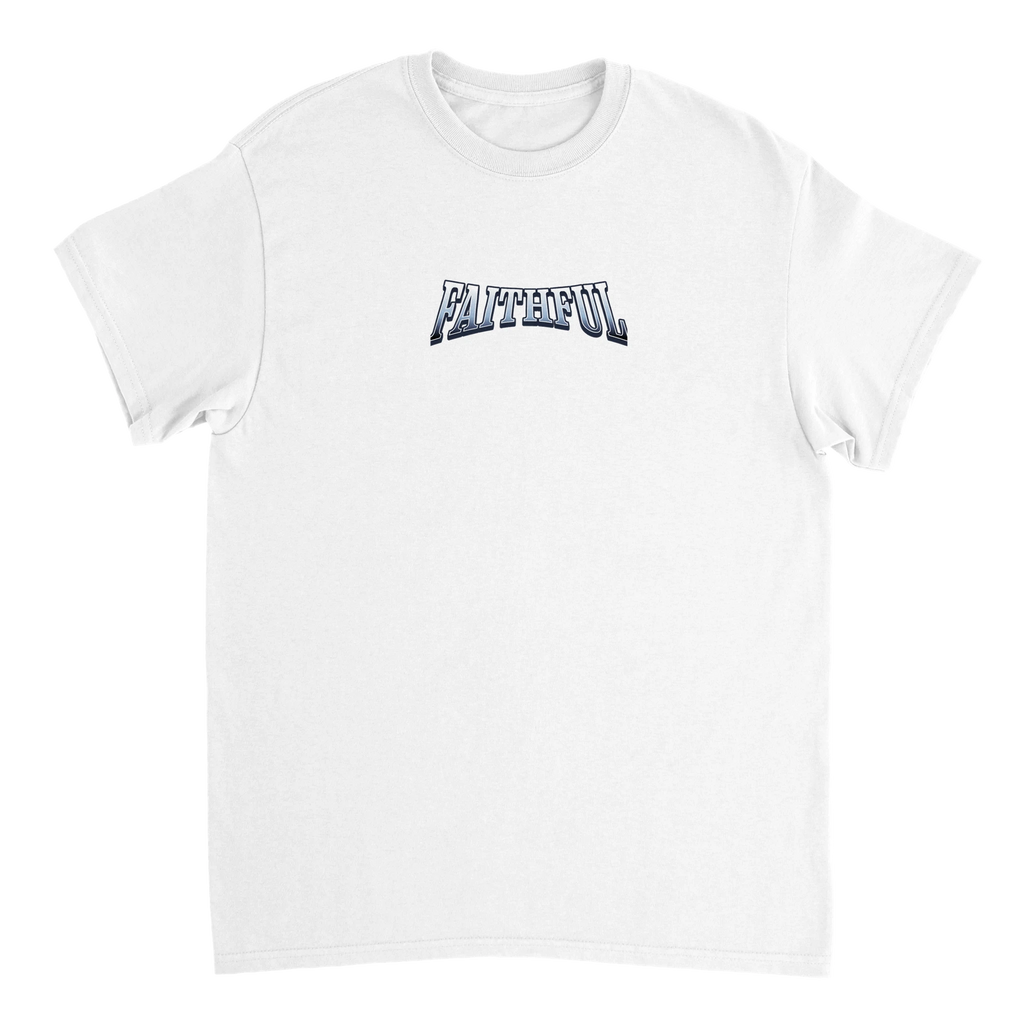 "Target: Love" White Christian T-Shirt, Bible verse design by Faithful – alternate view
