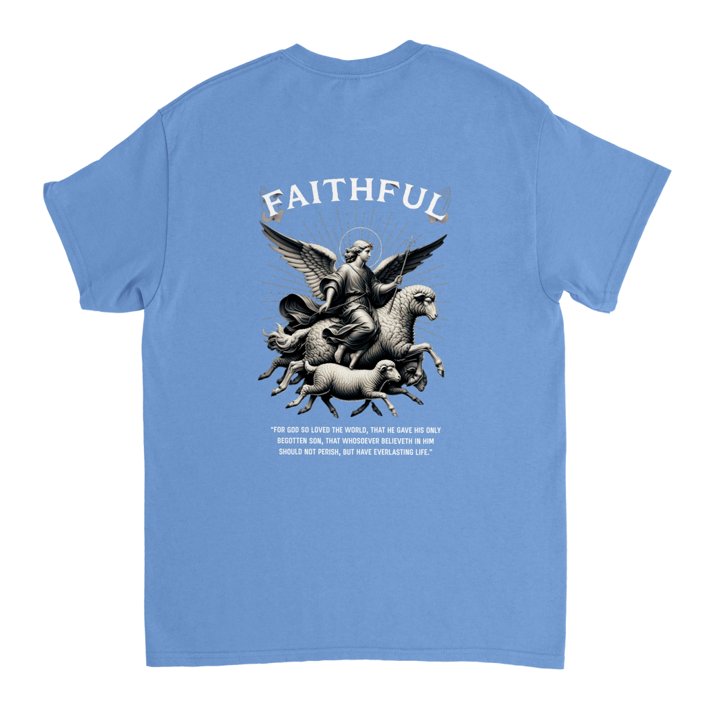 "Sacred Guidance" Blue Christian T-Shirt, Bible verse design by Faithful