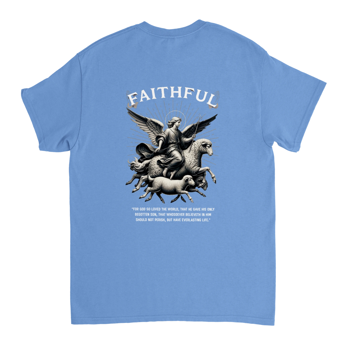 "Sacred Guidance" Blue Christian T-Shirt, Bible verse design by Faithful
