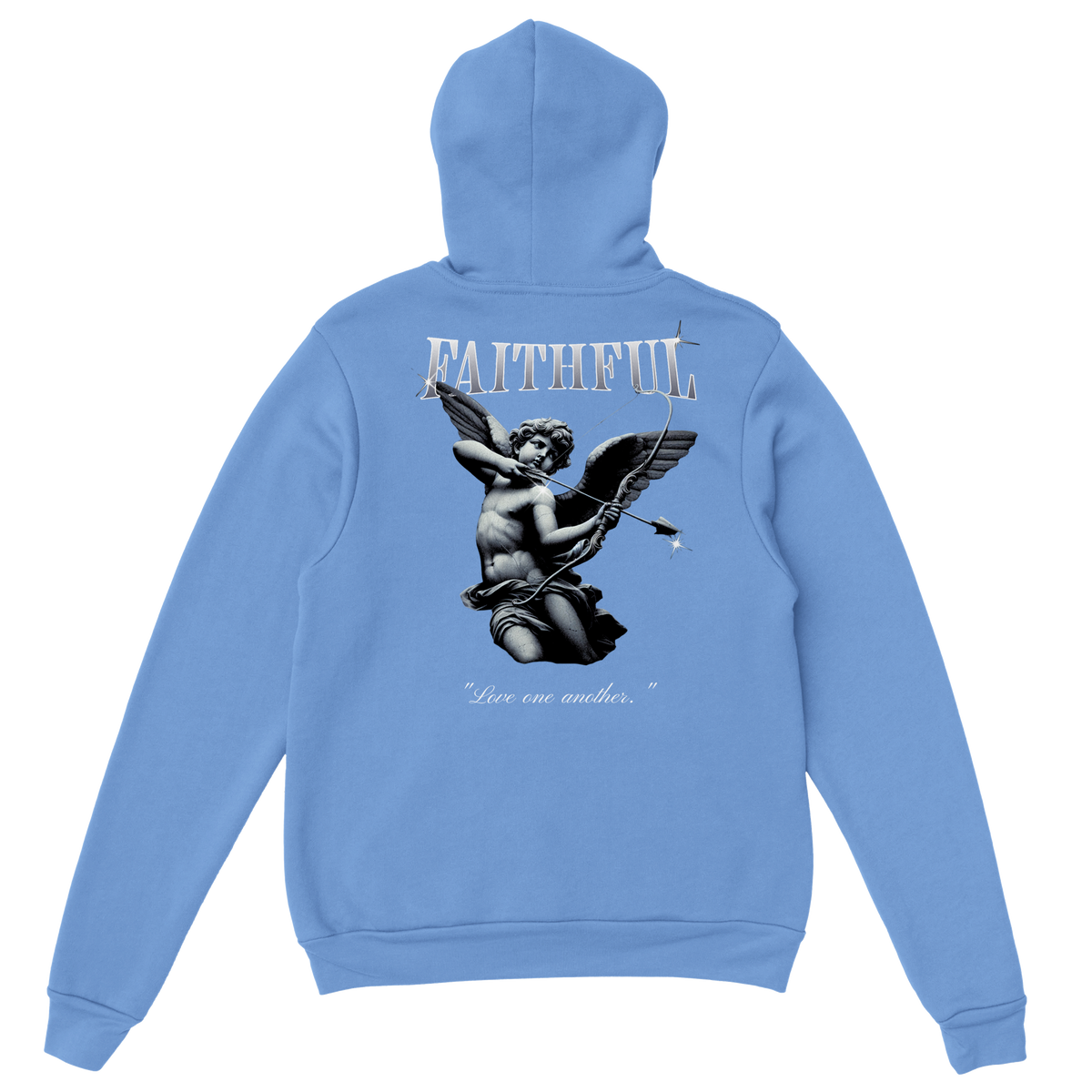"Angel Archer" Blue Christian Hoodie, Bible verse design by Faithful