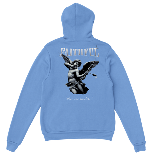 "Angel Archer" Blue Christian Hoodie, Bible verse design by Faithful