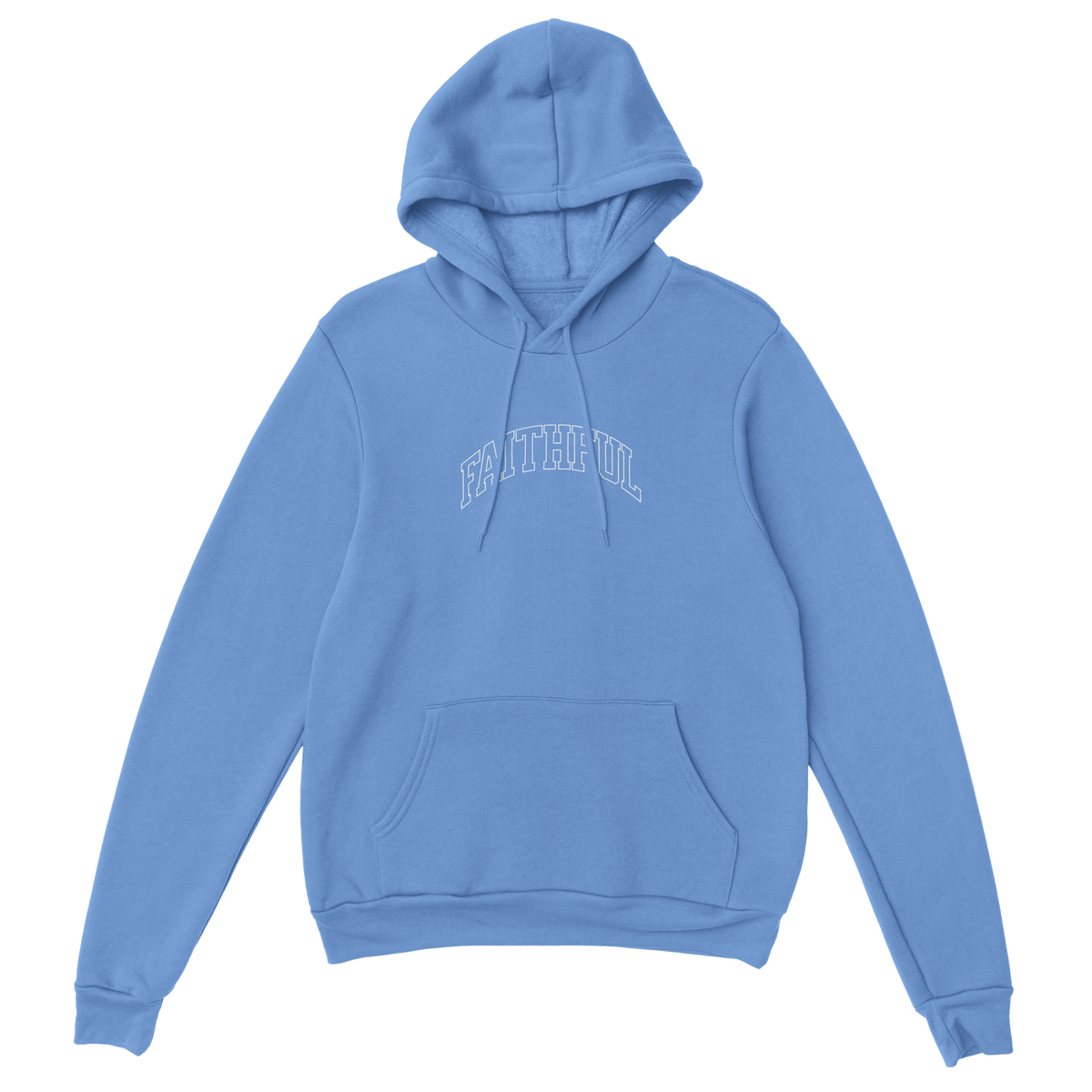 "Flight Through Adversity" Blue Christian Hoodie, Bible verse design by Faithful – alternate view