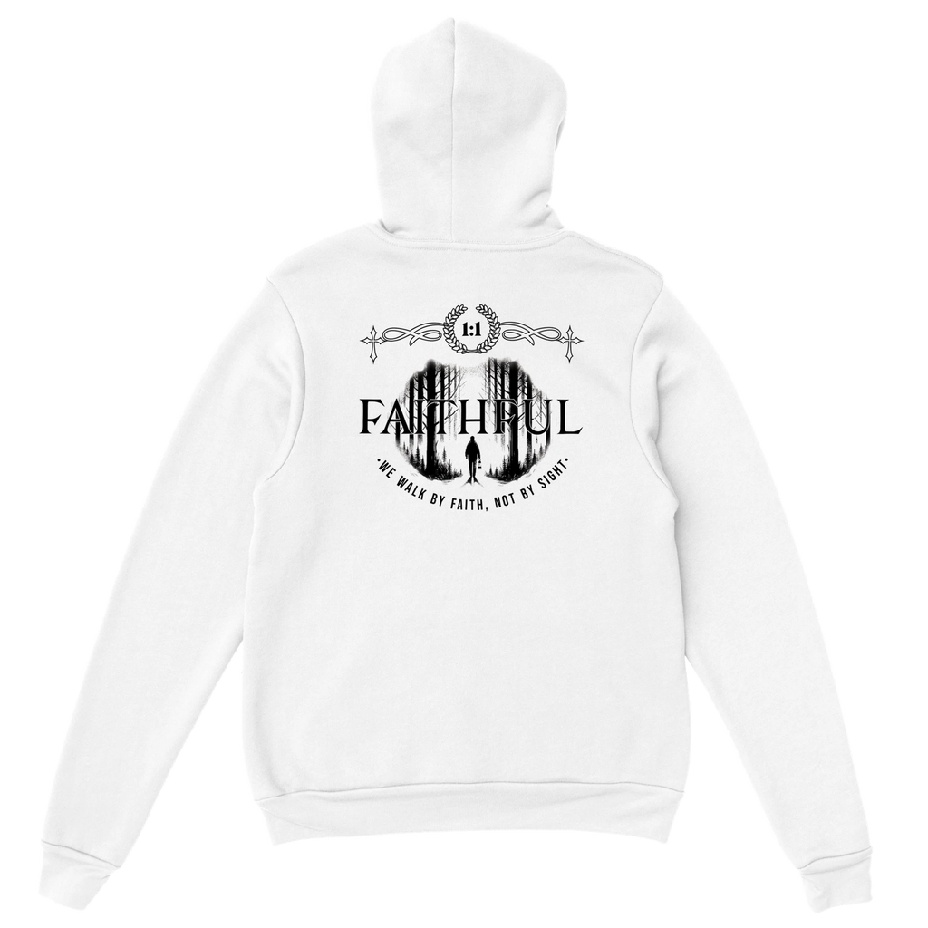 "Light in the Dark" White Christian Hoodie, Bible verse design by Faithful