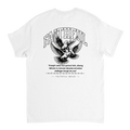 "Flight Through Adversity" White Christian T-Shirt, Bible verse design by Faithful
