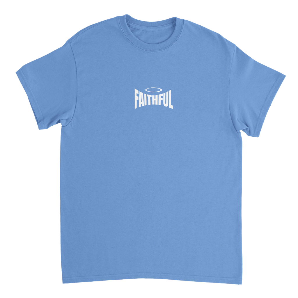 "Sacred Guidance" Blue Christian T-Shirt, Bible verse design by Faithful – alternate view