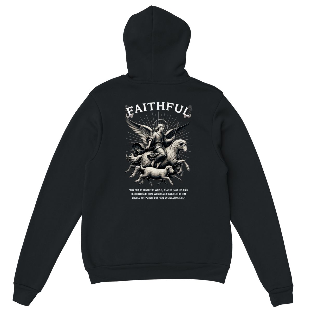 "Sacred Guidance" Black Christian Hoodie, Bible verse design by Faithful
