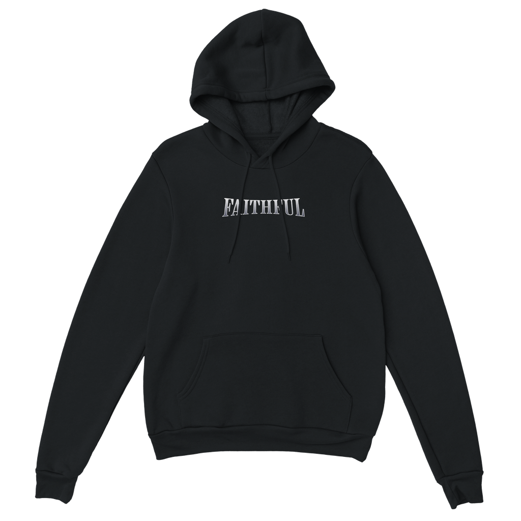"Angel Archer" Black Christian Hoodie, Bible verse design by Faithful – alternate view