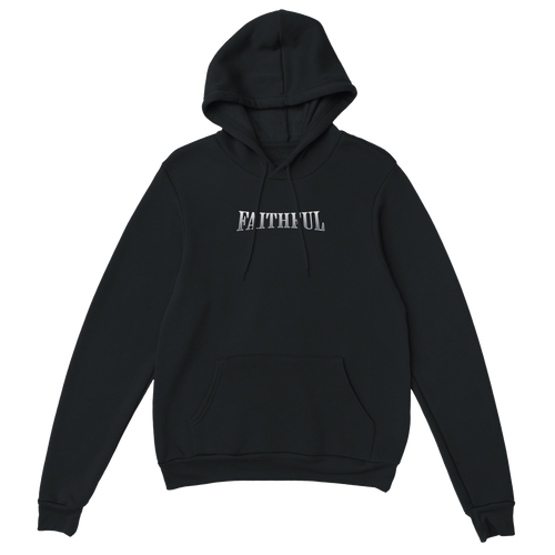 "Angel Archer" Black Christian Hoodie, Bible verse design by Faithful – alternate view