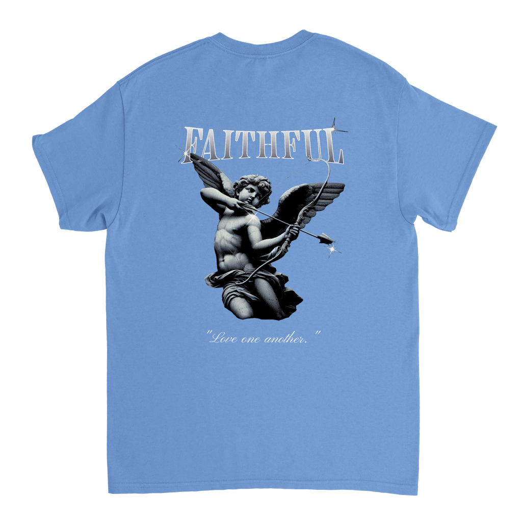 "Angel Archer" Blue Christian T-Shirt, Bible verse design by Faithful