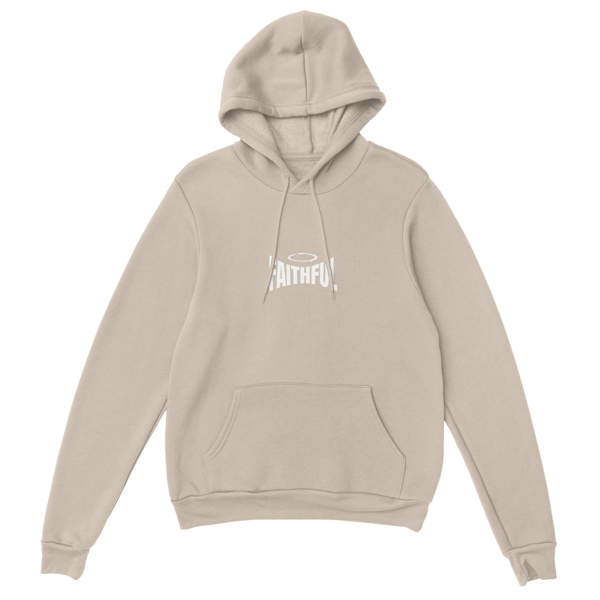 "Light in the Dark" Sand Christian Hoodie, Bible verse design by Faithful – alternate view