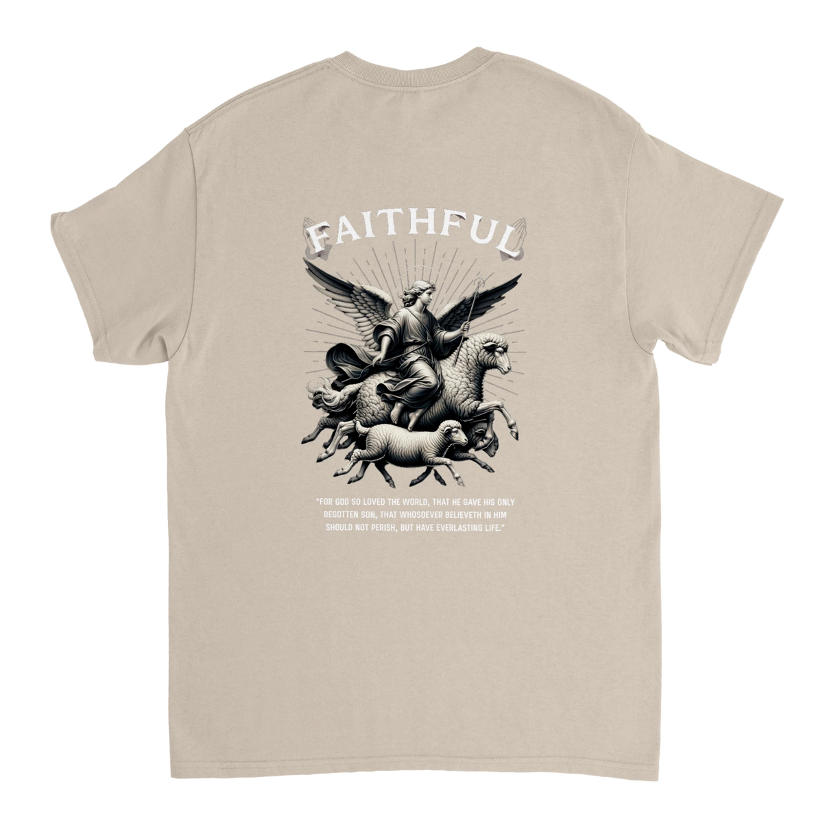 "Sacred Guidance" Sand Christian T-Shirt, Bible verse design by Faithful