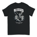 "Blessed" Black Christian T-Shirt, Bible verse design by Faithful