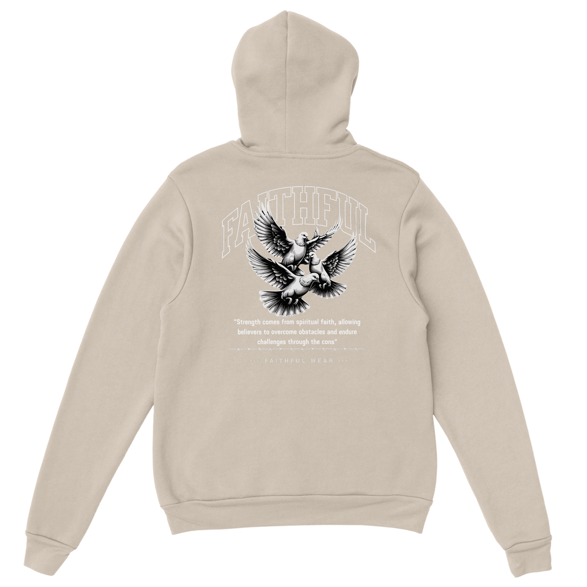 "Flight Through Adversity" Sand Christian Hoodie, Bible verse design by Faithful