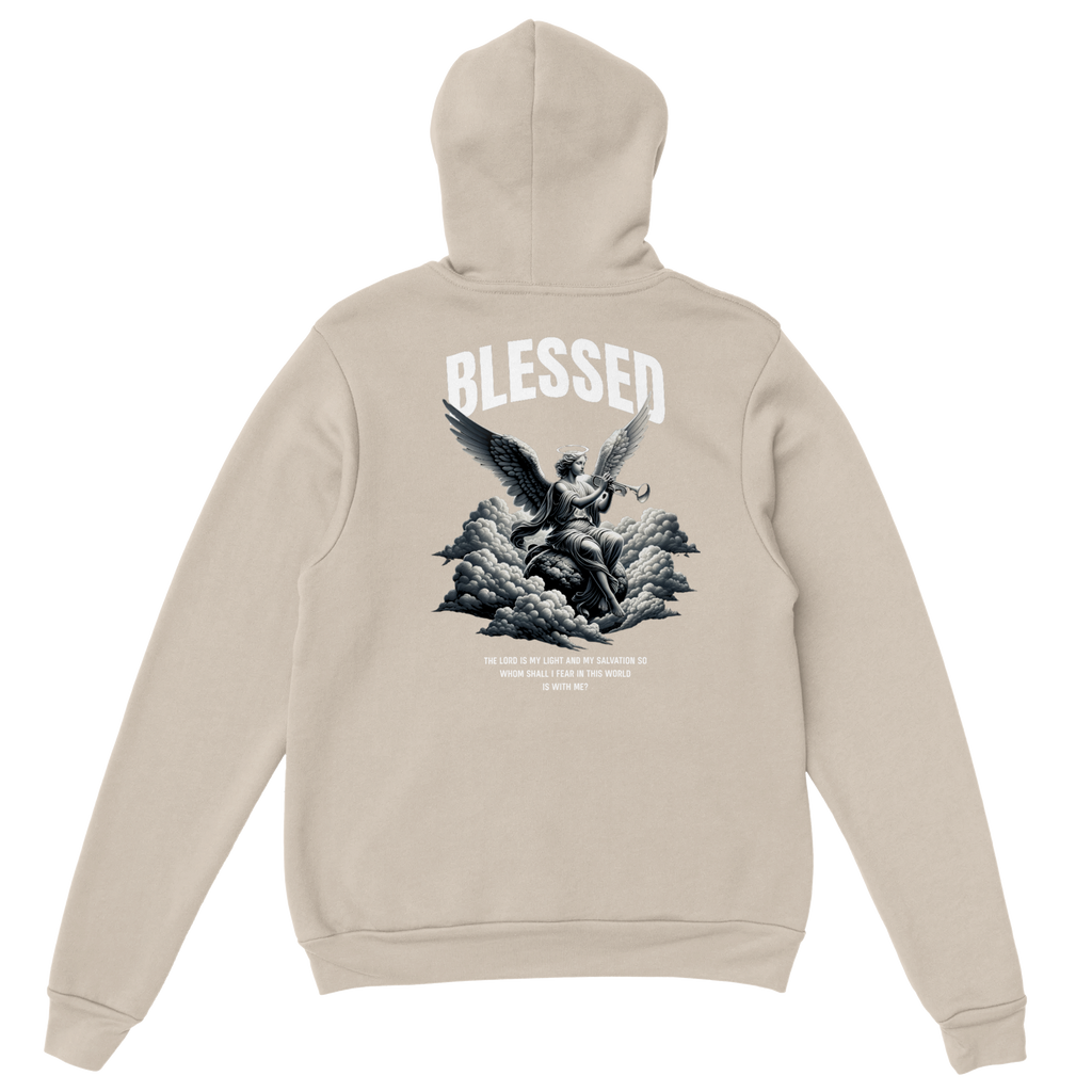 "Blessed" Sand Christian Hoodie, Bible verse design by Faithful