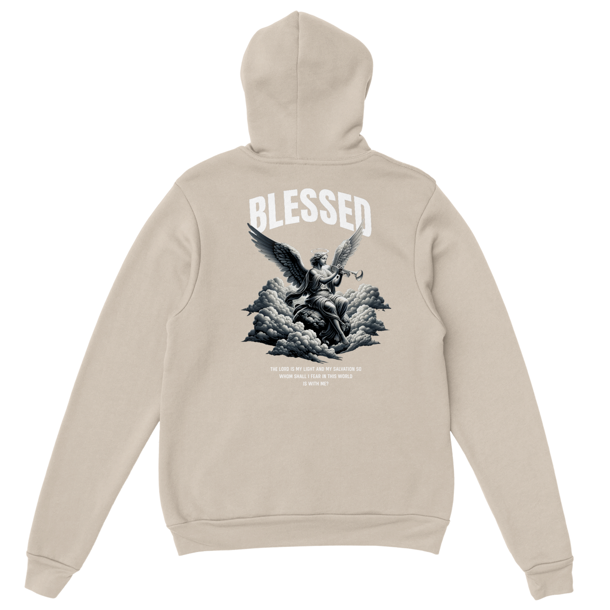 "Blessed" Sand Christian Hoodie, Bible verse design by Faithful