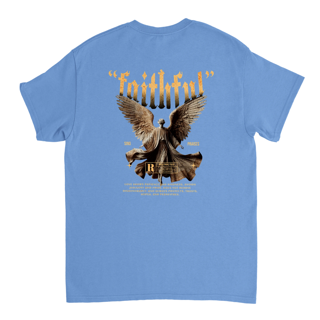 "Guardian of Faith" Blue Christian T-Shirt, Bible verse design by Faithful
