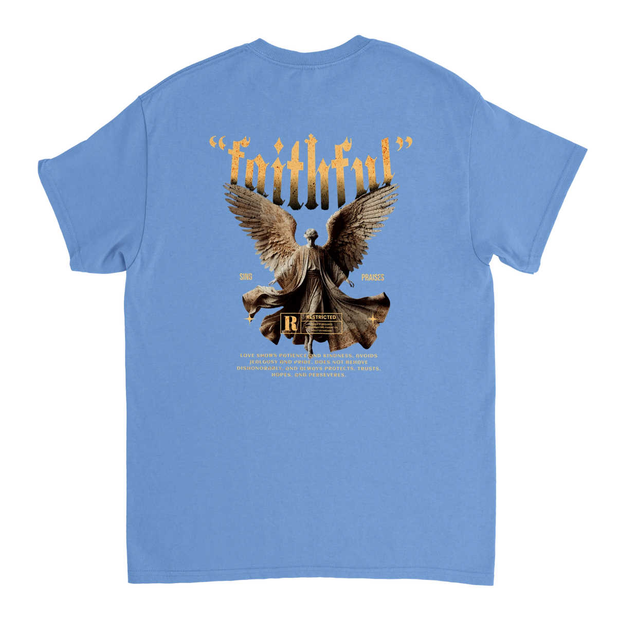 "Guardian of Faith" Blue Christian T-Shirt, Bible verse design by Faithful