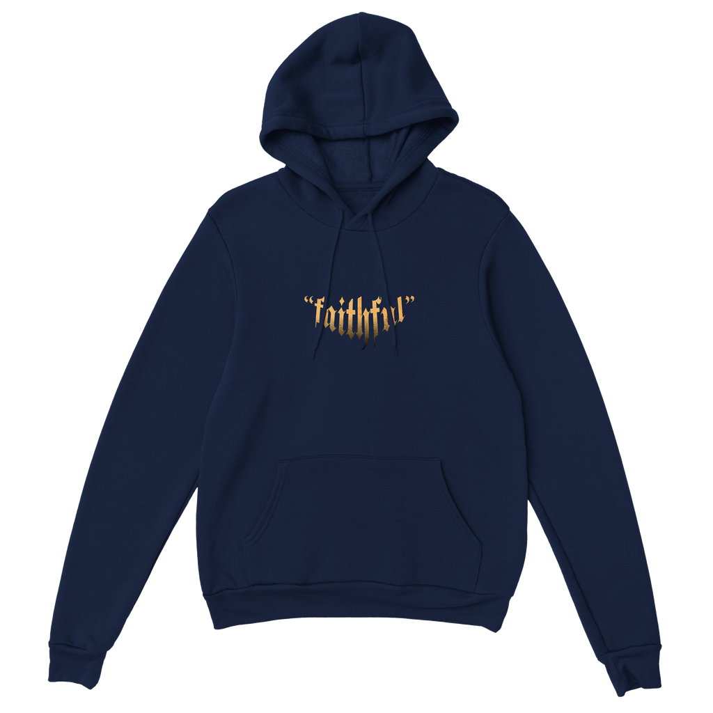 "Guardian of Faith" Dark Blue Christian Hoodie, Bible verse design by Faithful – alternate view