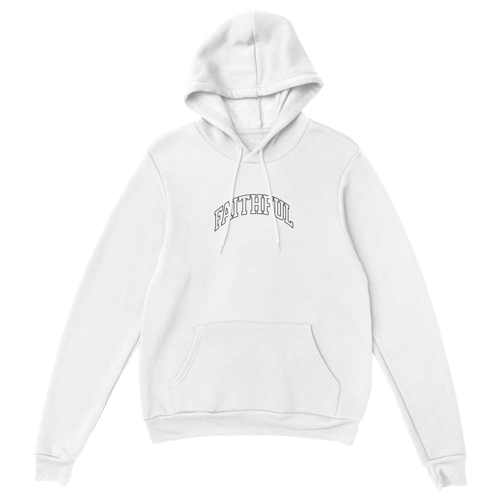 "Flight Through Adversity" White Christian Hoodie, Bible verse design by Faithful – alternate view